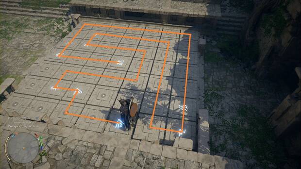 Crimson Desert - Ruinas ancestrales, Ruinas del Precipicio de los Ecos, baldosas iluminadas y ruta a seguir para completar la tercera parte del puzle