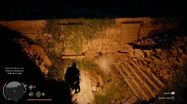 Crimson Desert - Ruinas Ancestrales, Ruinas del ca��n del Valle de la Le�a, pared que se puede destruir para drenar el agua