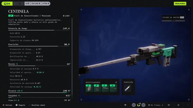 Marathon - Mejores armas, pantalla de estad�sticas de Centinela