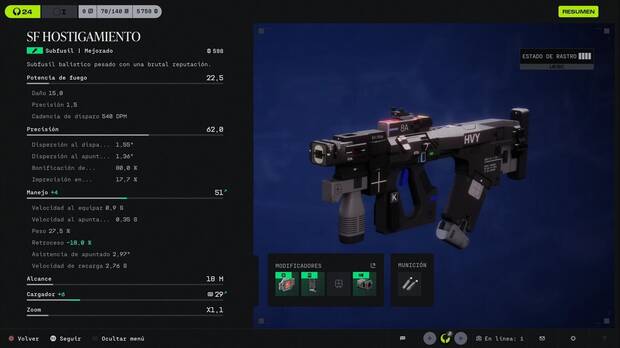 Marathon - Mejores armas, pantalla de estad�sticas de SF Hostigamiento