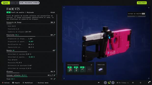 Marathon - Mejores armas, pantalla de estad�sticas de FAOE V75