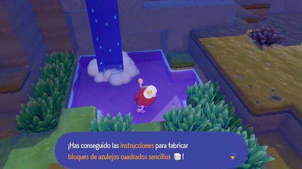 Pok�mon Pokopia - Conseguir nuevas recetas e instrucciones al examinar ondas de agua brillantes