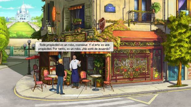 Las conversaciones de 'Broken Sword 5' están plagadas de humor, como era habitual en el género durante los 90.