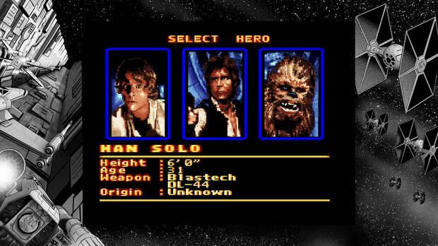 Al principio solamente es posible jugar con Luke Skywalker, pero más tarde se unen Chewbacca y Han Solo.