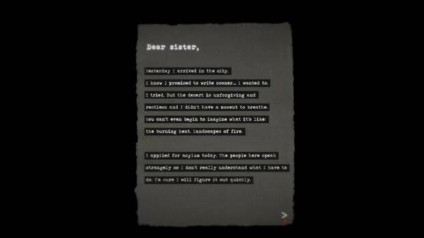 En las cartas a nuestra hermana, conoceremos gran parte del trasfondo que oculta el juego y que es la triste realidad para miles de personas y refugiados a día de hoy.