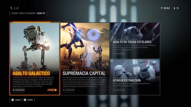 'Battlefront II' ofrece modos para un jugador, cooperativos, competitivos� Desde modos para 40 jugadores a otros m�s reducidos, con batallas terrestres y estelares.