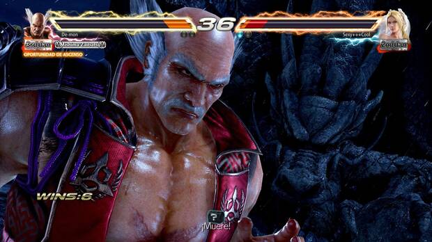 Heihachi a punto de golpear con su Rage Art.