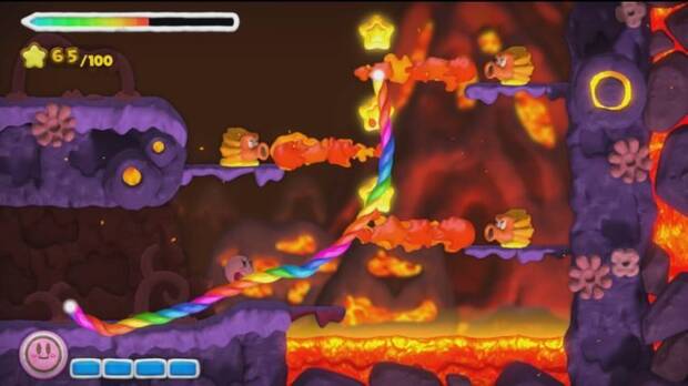 Las líneas que dibujamos no solo sirven para transportar a Kirby por los escenarios, también para protegerle de todo tipo de peligros.