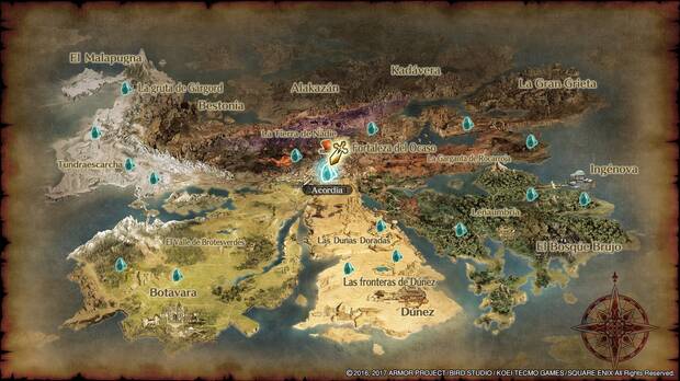 Este es el mapa del juego. Gracias al hechizo Telerregreso podremos movernos rápidamente de un sitio a otro.