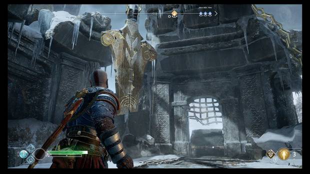 God of War - El cincel mágico - Mueve el bloque bajo la espada