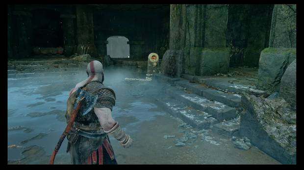 God of War - La senda a la montaña - Baja por la cadena para conseguir un coleccionable