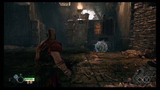 God of War - La senda a la montaña - Abre la compuerta sin dejar que se caiga el techo
