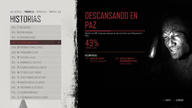 As� es como estructura las misiones, en una serie de tramas llamadas 'historias', y formadas por un n�mero variable de objetivos.