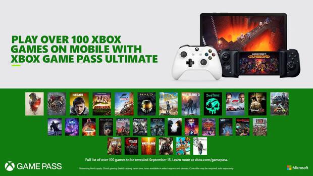 Catlogo de Xbox Game Pass en la nube con la suscripcin Ultimate.