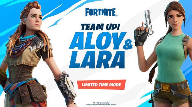 Evento de Aloy y Lara Croft en Fortnite.