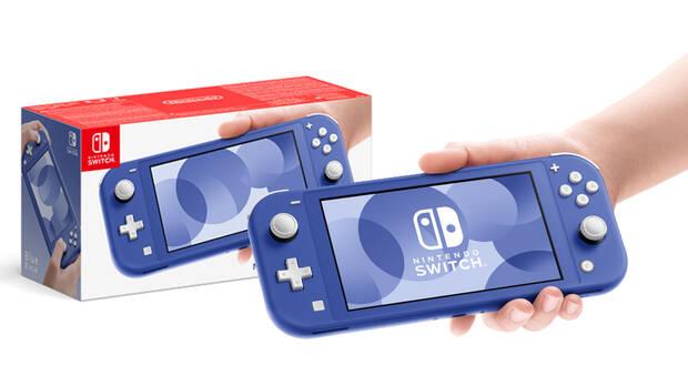 Nueva Nintendo Switch Lite de color azul.