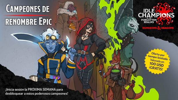 Pack de Campeones de Renombre gratis para Idle Champions of the Forgotten Realms.