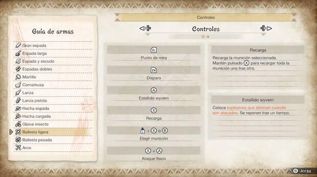 Monster Hunter Rise - Controles de la Ballesta ligera