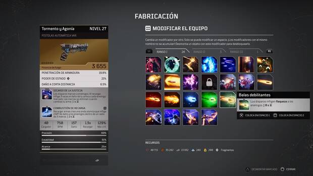 Para completar la campaña a niveles de dificultad estándar o difícil no es necesario profundizar mucho en la personalización, pero en el endgame es imprescindible.