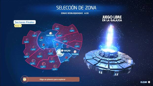 LEGO Star Wars: The Skywalker Saga - Selección de zona para jugar en modo libre
