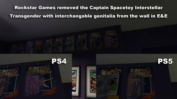 Imagen de Reddit donde se muestra el cambio en uno de los muecos de GTA V en PS5
