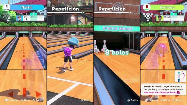 Si tenemos cuatro Joy-Con podemos jugar a los bolos con otros tres jugadores simult�neamente.