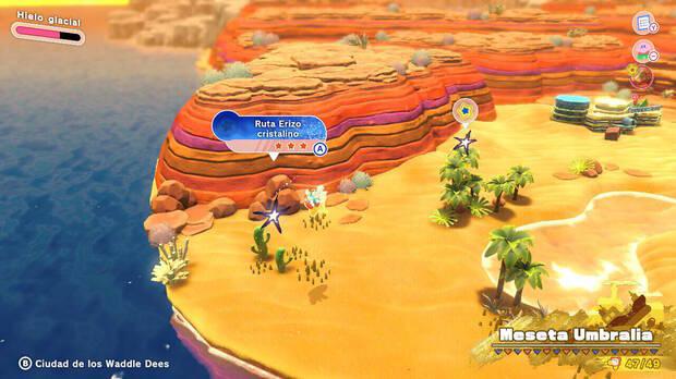 Kirby y la tierra olvidada - Ruta del tesoro de Meseta Umbralia: Ruta Erizo cristalino