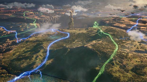 Las líneas que representan los distintos tipos de magia recorren el territorio y las facciones en disputa luchan por su control.