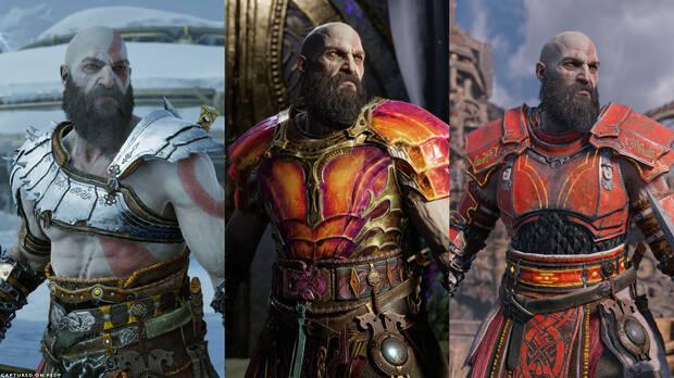 Nuevos diseos de armaduras en God of War: Ragnarok.