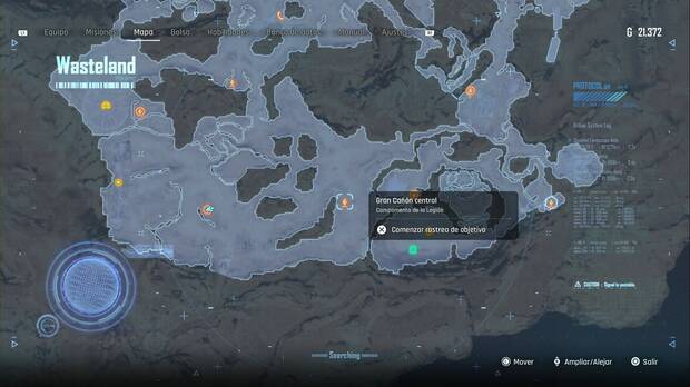 Stellar Blade - Latas: ubicación del Gran Cañón central en la parte sur del páramo, junto al letrero