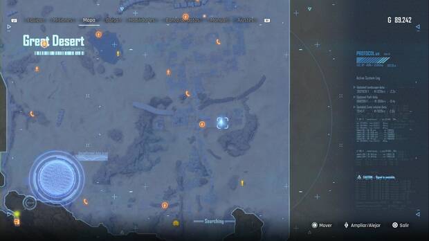 Stellar Blade - Núcleos corporales del desierto: ubicación del segundo núcleo corporal al este del campamento Entrada llena de escombros, al sur-sudeste de la ciudad enterrada