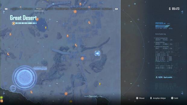 Stellar Blade - Equipo: ubicación de la esquina de las ruinas en el recinto al sudeste de la ciudad enterrada del Gran Desierto donde se puede conseguir el Equipo de protección a distancia