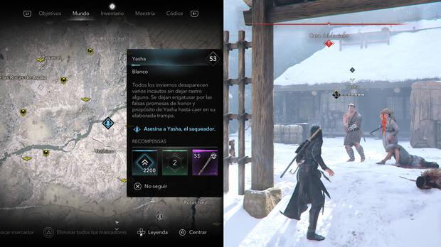 Assassin's Creed Shadows - Localización del objetivo Yasha de la organización Saqueadores Invernales