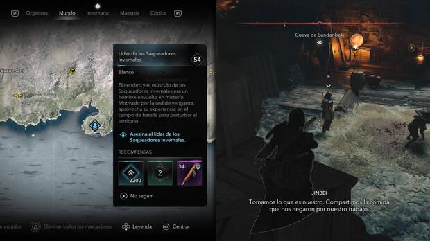 Assassin's Creed Shadows - Localización del objetivo Líder de los Saqueadores Invernales Jinbei de la organización Saqueadores Invernales