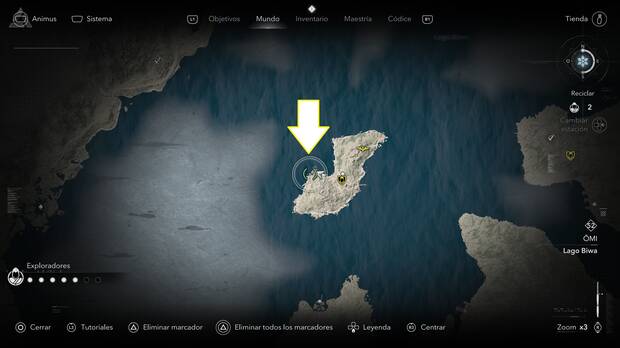 Assassin's Creed Shadows - Localización en el mapa de la cueva con la montura legendaria Namazu