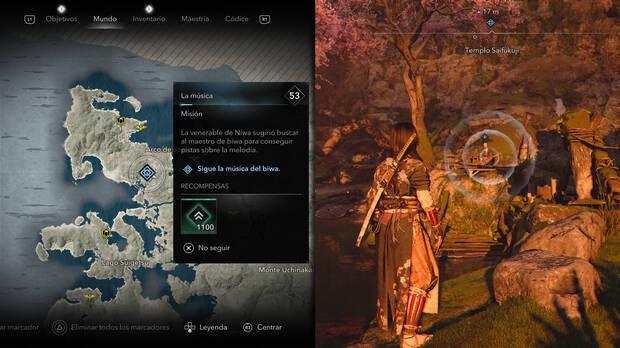 Assassin's Creed Shadows - Misiones El Zorro - Localización de la música del biwa en el templo Saifukuji