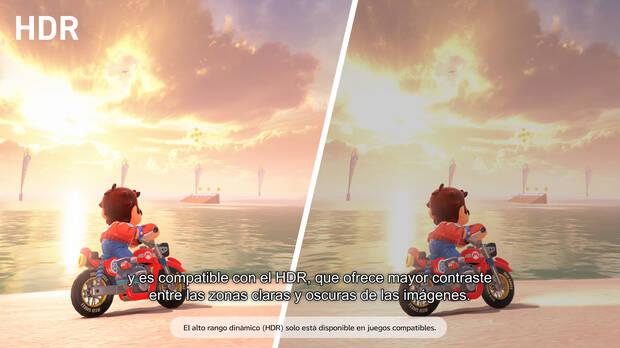 Comparativa de un juego de Switch 2 con y sin HDR.