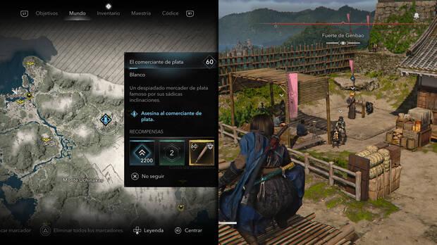 Assassin's Creed Shadows - Localización del objetivo El comerciante de plata de la organización Contrabandistas de plata