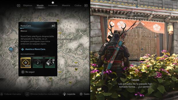 Assassin's Creed Shadows - Localización del objetivo Nuno Caro de la organización Templarios