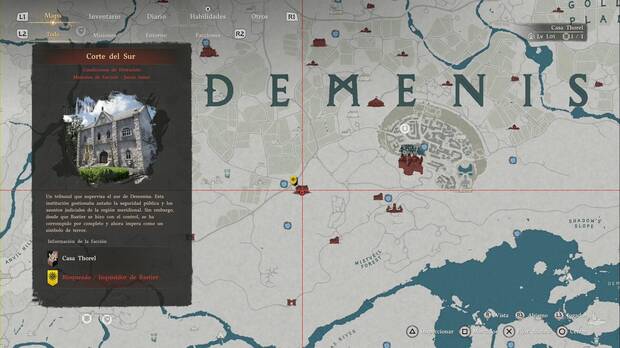 Crimson Desert - Desaf�os de Operaci�n, ubicaci�n de la Corte del Sur al suroeste de Demeniss