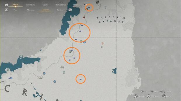 Crimson Desert - Materiales, ruta de Azurita al suroeste de Trader's Expanse