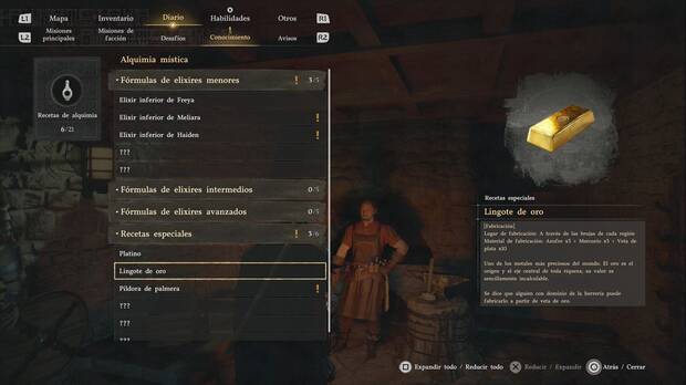 Crimson Desert - Cómo conseguir lingotes de oro, receta de lingotes de oro