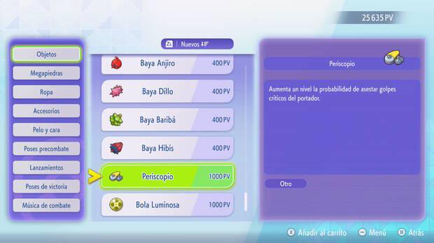 Pokémon Champions - Equipar el objeto Periscopio para aumentar la probabilidad de golpes críticos