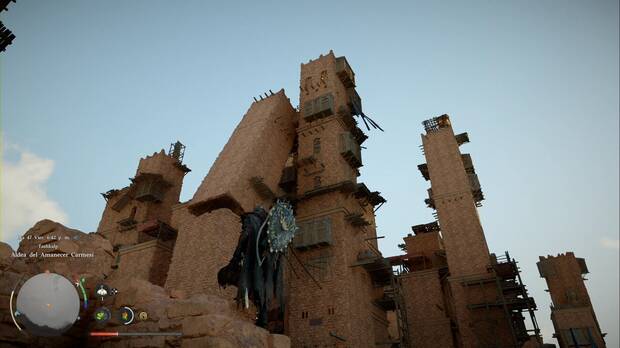 Crimson Desert - Laberinto, Laberinto de la aldea del Amanecer Carmes�, torre inclinada en el lado este de la aldea