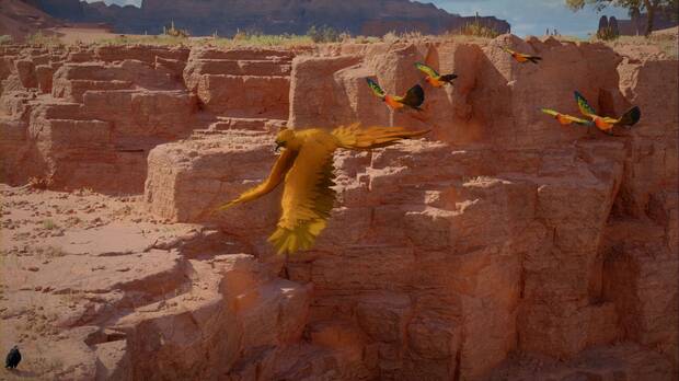 Crimson Desert - Animales legendarios, F�nix; F�nix volando en grupo por el Desierto Carmes�