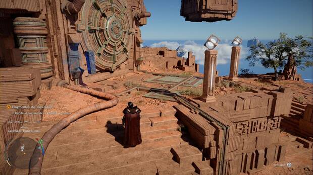 Crimson Desert - Desafíos de Abismo, Laberinto Dimensional; pilar eléctrico junto a la placa de Palmeo final