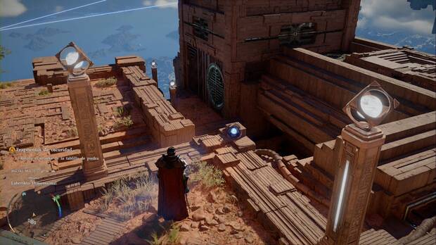 Crimson Desert - Desafíos de Abismo, Laberinto Dimensional; rejilla tras la que se encuentra el segundo pilar eléctrico