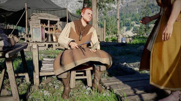 Crimson Desert - Cómo personalizar a tu personaje; Eric en el campamento de los Melenas Grises
