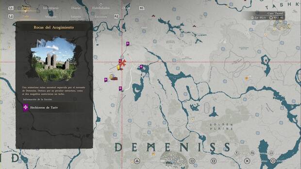 Crimson Desert - Constelaciones, ubicaci�n de las Ruinas del Acogimiento, al noroeste de Demeniss
