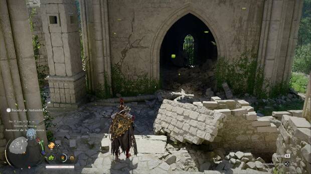 Crimson Desert - Santuarios, Santuario de la Templanza, puerta bloqueada por zarzas junto al dispositivo de purificaci�n donde est� el trozo de pilar que falta en la m�quina